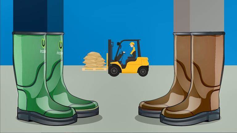 dos pares de pies con botas