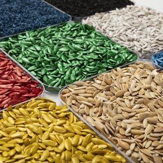 seeds film coated with vibrantly coloured microplastic-free film coatings