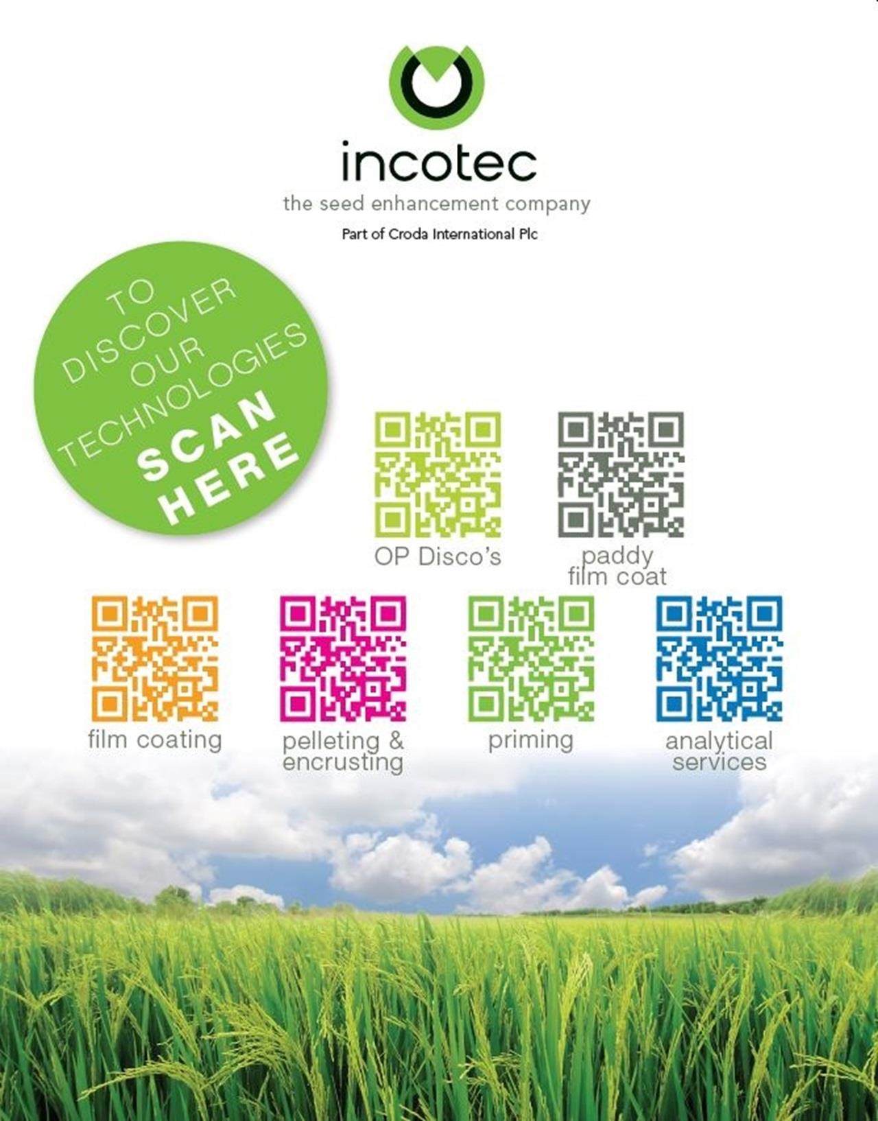 Booth wall showing links to Incotec seed technologies