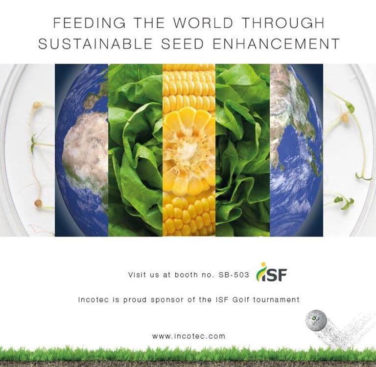 Photo compilation of petri dish with seedlings plus vegetables and field crops and a globe representing seed technology for all crops to help feed the world